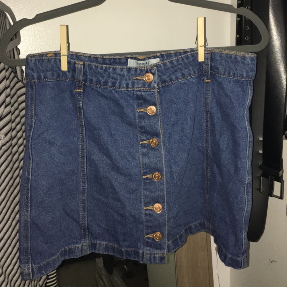Mini denim button up skirt